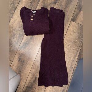 Free People Beach Hailee Sweater Pant Set in Burgundy